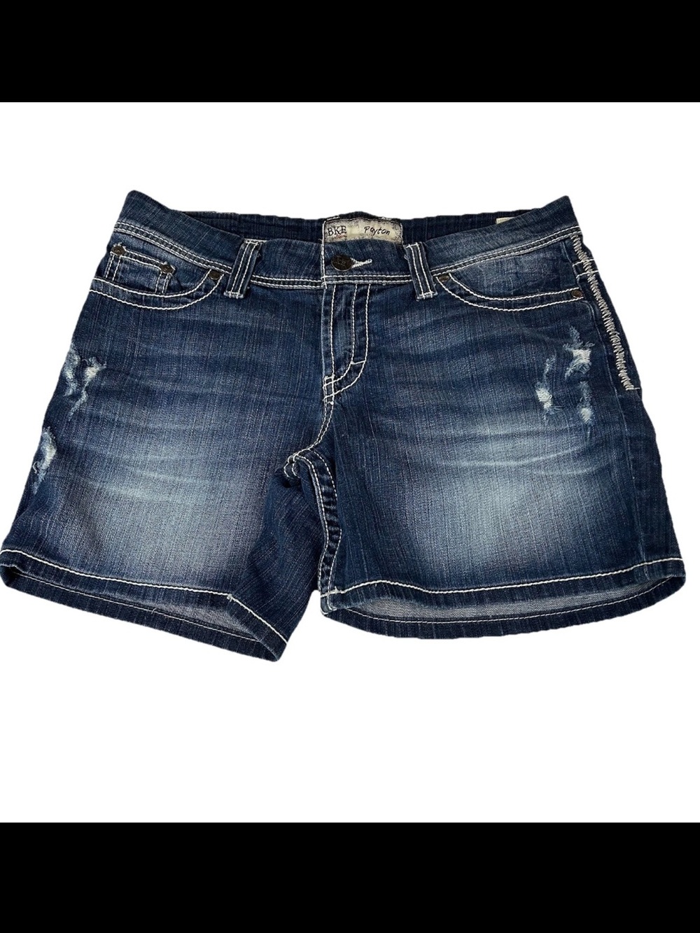 BKE Women’s Size 33 Payton Jean Shorts Denim Mid Rise Dark Wash Blue #0710